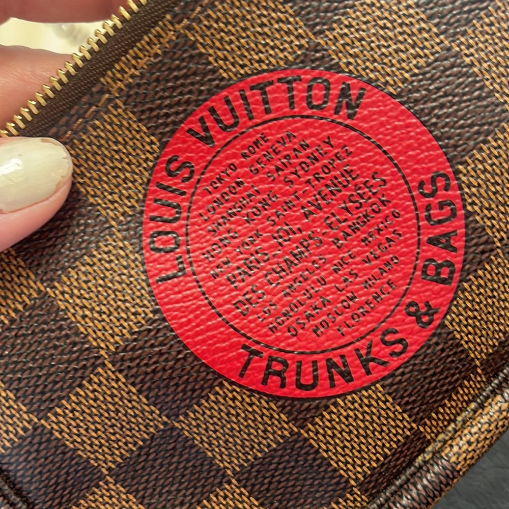 Louis Vuitton Trunk& Bag Damier Pochette w/Gold Chain Pocket Book LimitedEdition